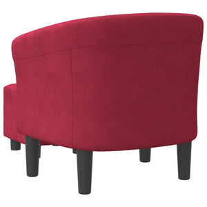 Clubsessel Weinrot Samt mit Hocker