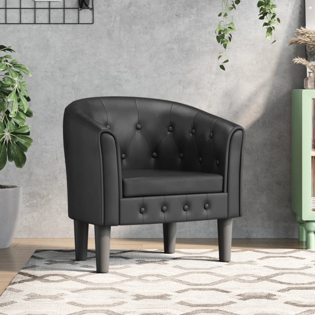 vidaXL Fauteuil club noir en similicuir