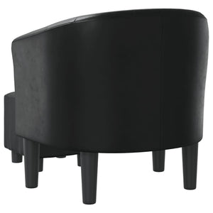 Clubsessel mit Hocker, Schwarz Kunstleder