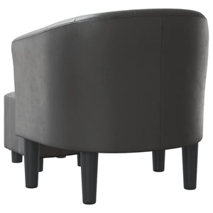 Clubsessel mit Hocker, Grau Kunstleder