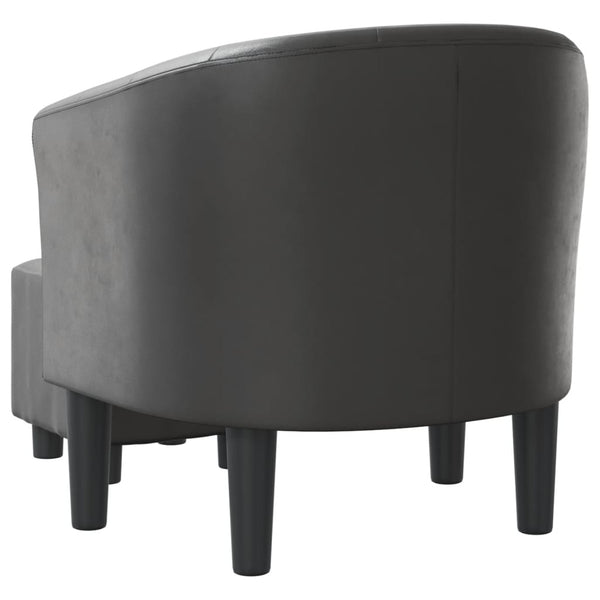Clubsessel mit Hocker, Grau Kunstleder