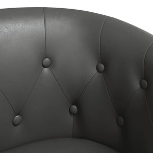 Clubsessel mit Hocker, Grau Kunstleder