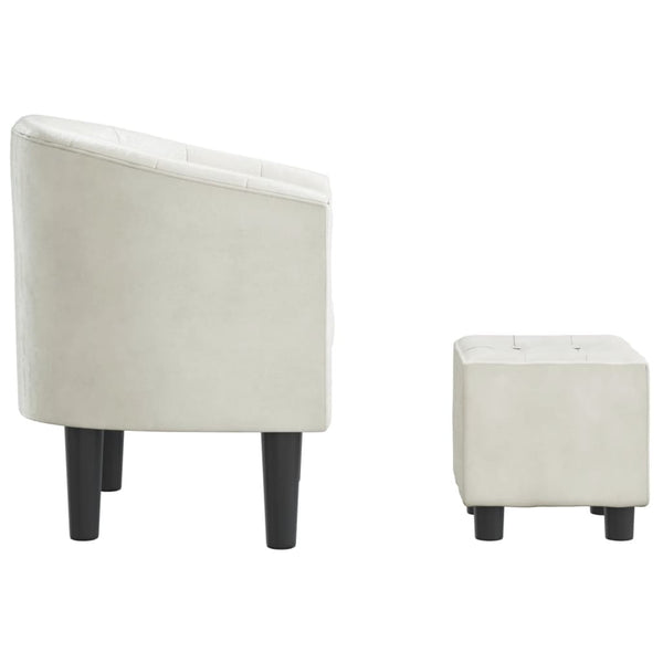 Clubsessel mit Hocker, Weißes Kunstleder