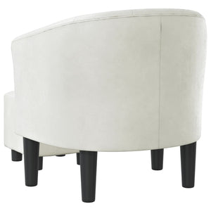 Clubsessel mit Hocker, Weißes Kunstleder