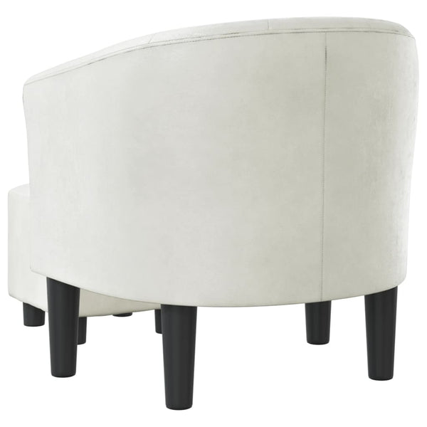 Clubsessel mit Hocker, Weißes Kunstleder