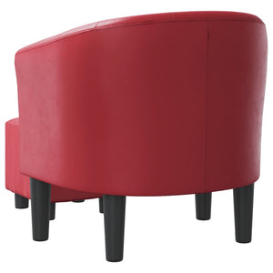 Weinroter Clubsessel mit Hocker
