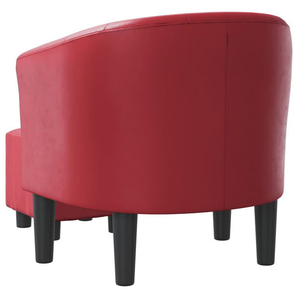 Weinroter Clubsessel mit Hocker