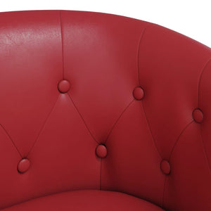 Weinroter Clubsessel mit Hocker