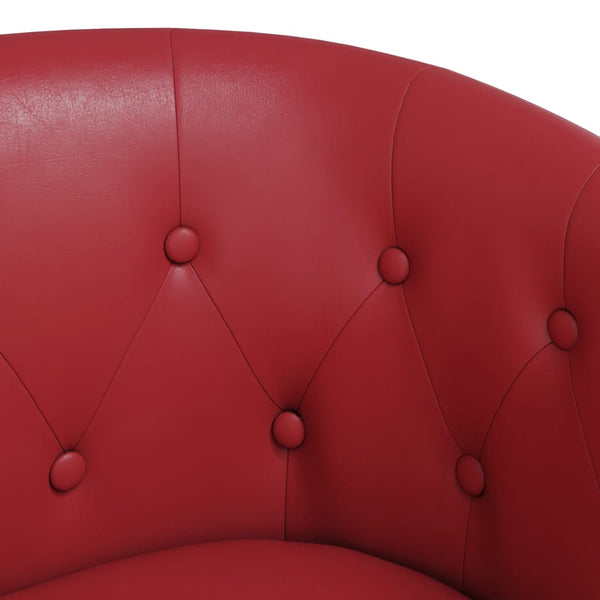 Weinroter Clubsessel mit Hocker