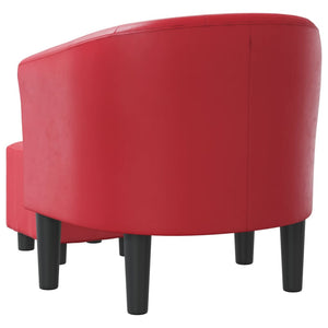 Clubsessel mit Hocker, Rot Kunstleder
