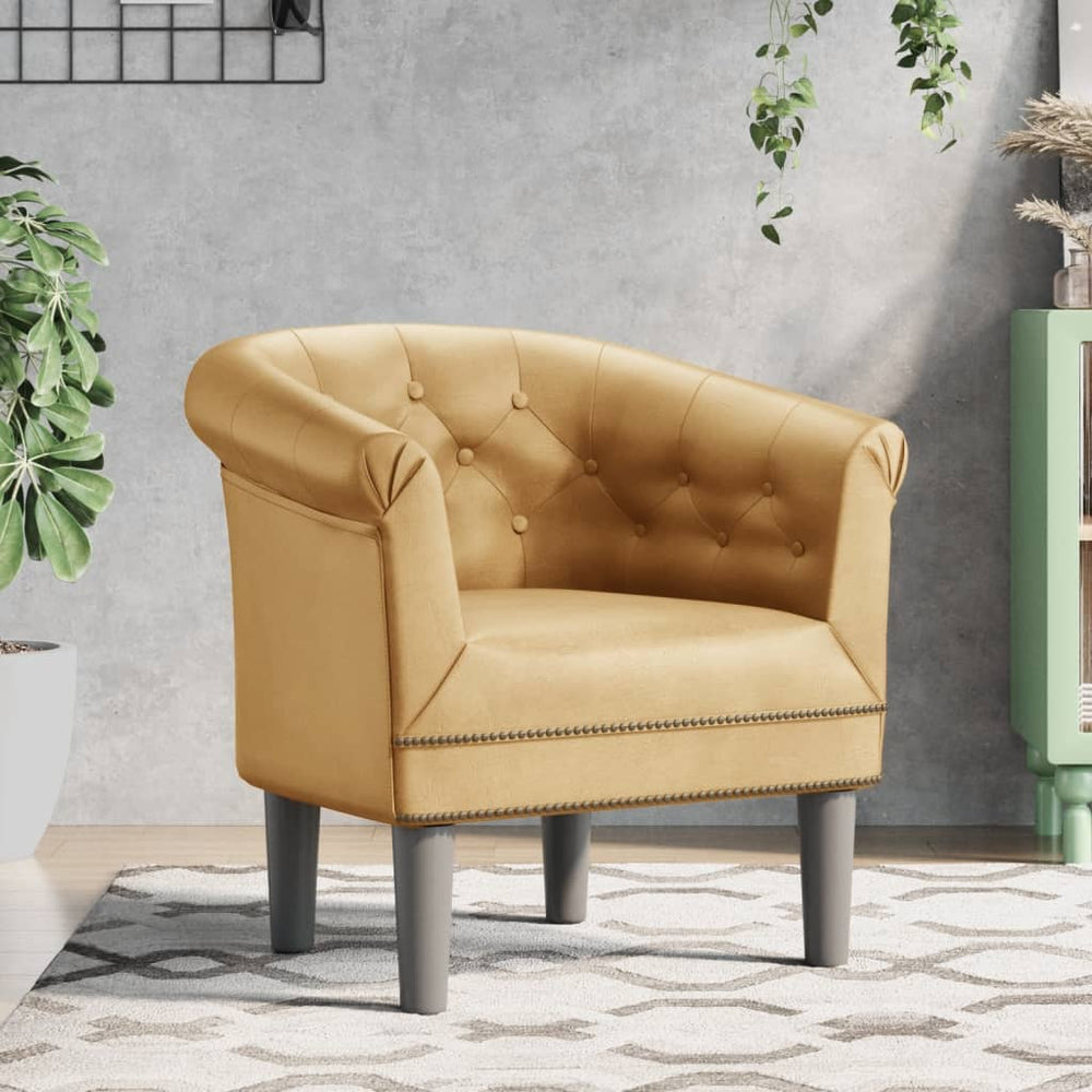 Gold Kunstleder Clubsessel