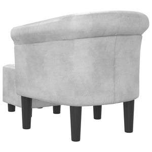 Clubsessel mit Hocker, Silber Kunstleder
