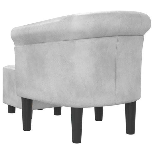 Clubsessel mit Hocker, Silber Kunstleder
