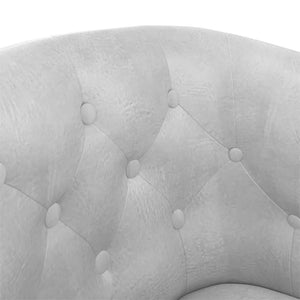 Clubsessel mit Hocker, Silber Kunstleder