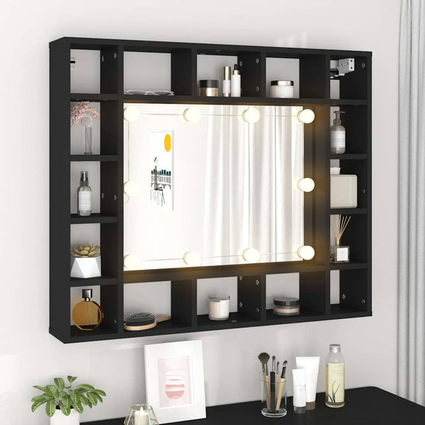 LED Spiegelschrank Schwarz 91 cm