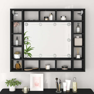 LED Spiegelschrank Schwarz 91 cm