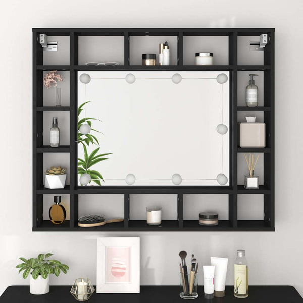 LED Spiegelschrank Schwarz 91 cm