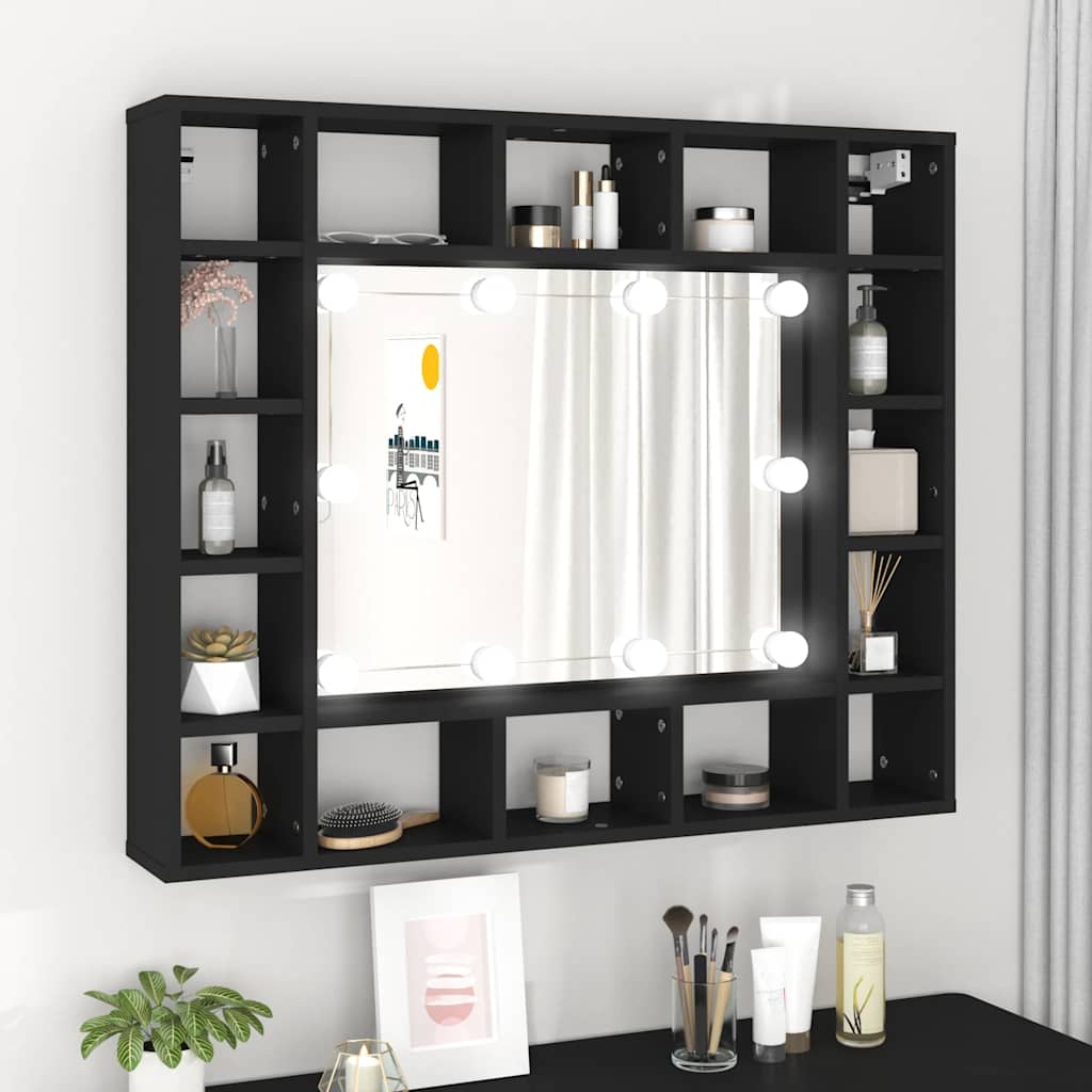 LED Spiegelschrank Schwarz 91 cm