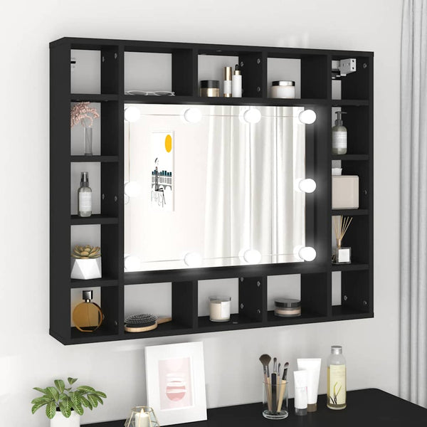 LED Spiegelschrank Schwarz 91 cm
