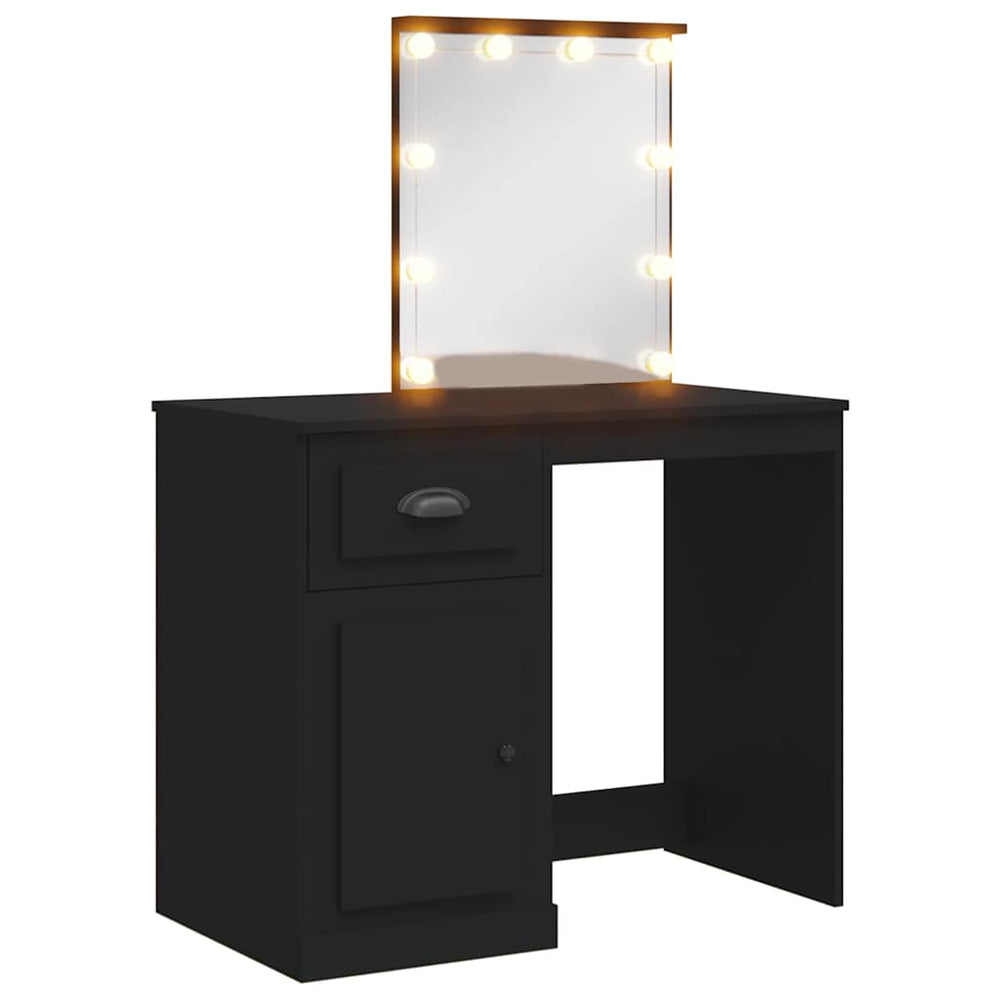 Schminktisch Schwarz mit LED-Beleuchtung 90cm