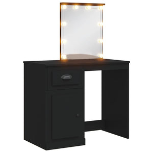 Schminktisch Schwarz mit LED-Beleuchtung 90cm