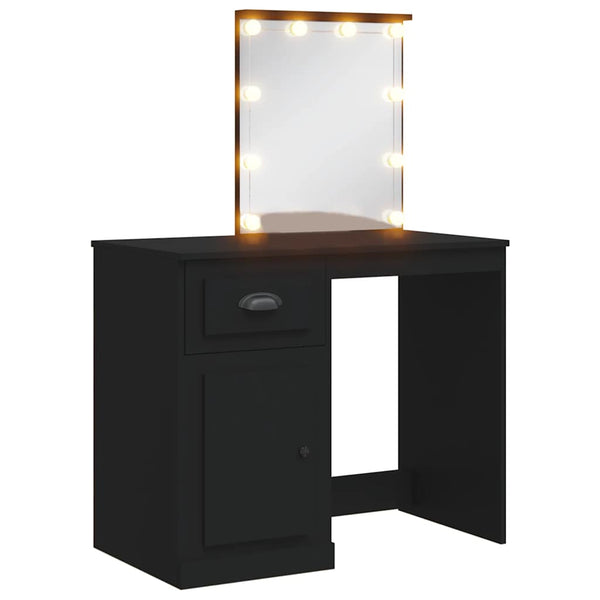 Schminktisch Schwarz mit LED-Beleuchtung 90cm