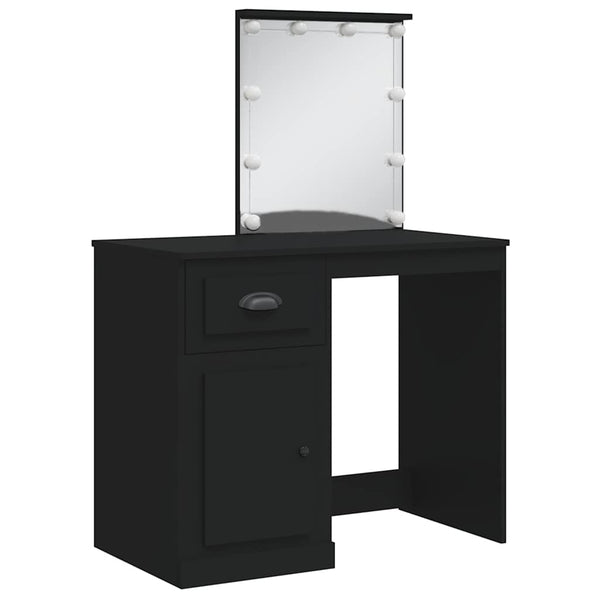 Schminktisch Schwarz mit LED-Beleuchtung 90cm
