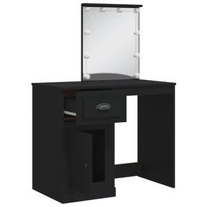 Schminktisch Schwarz mit LED-Beleuchtung 90cm