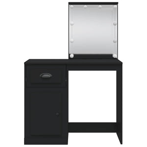 Schminktisch Schwarz mit LED-Beleuchtung 90cm
