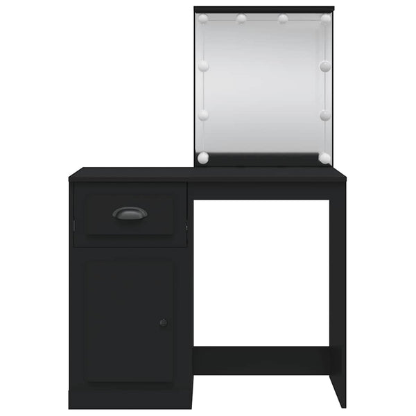 Schminktisch Schwarz mit LED-Beleuchtung 90cm