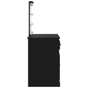 Schminktisch Schwarz mit LED-Beleuchtung 90cm