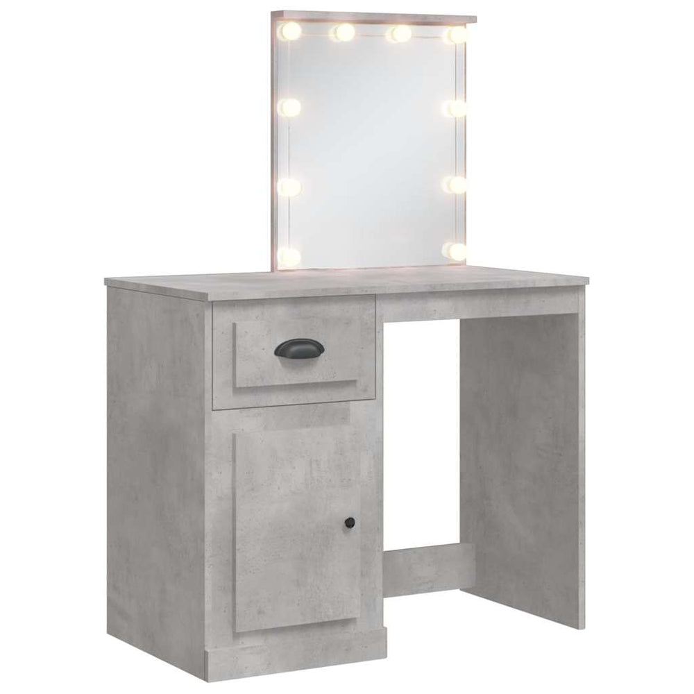 Schminktisch mit LED Betongrau 90x42 cm
