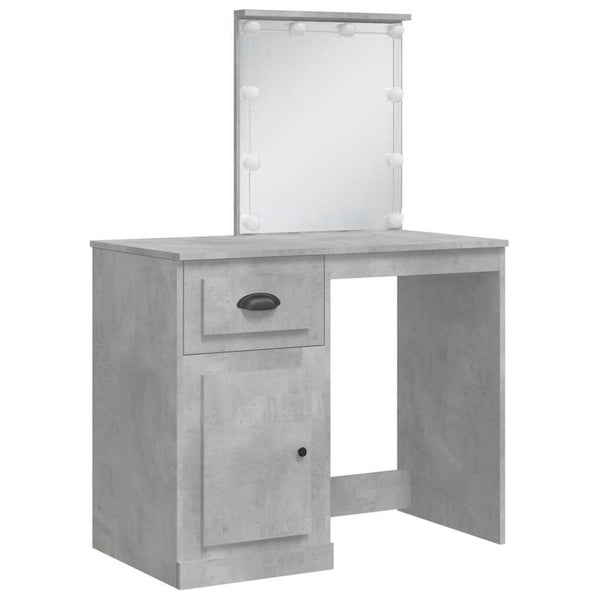 Schminktisch mit LED Betongrau 90x42 cm