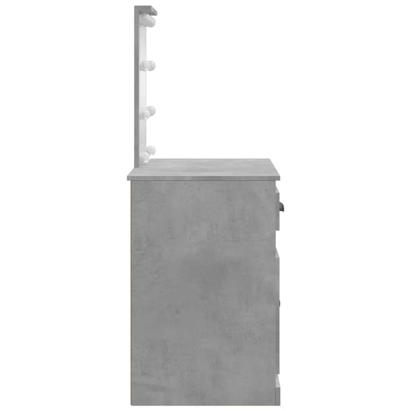 Schminktisch mit LED Betongrau 90x42 cm