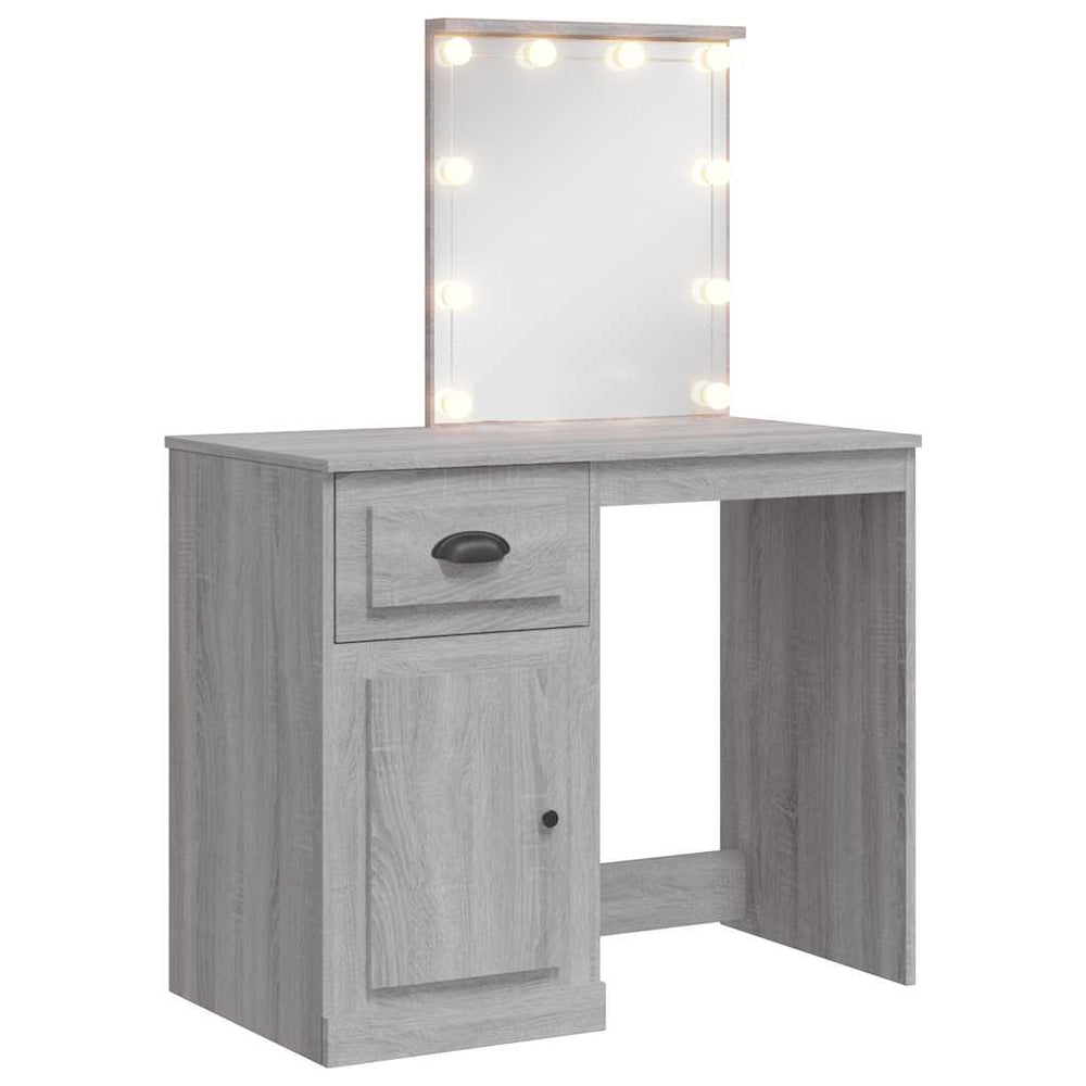 Schminktisch mit LED Grau Sonoma 90x42x132,5 cm