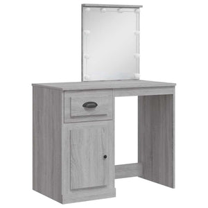 Schminktisch mit LED Grau Sonoma 90x42x132,5 cm