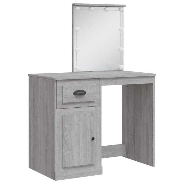 Schminktisch mit LED Grau Sonoma 90x42x132,5 cm