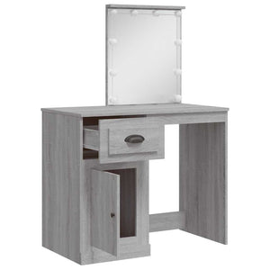 Schminktisch mit LED Grau Sonoma 90x42x132,5 cm
