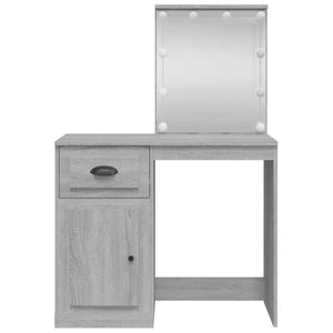 Schminktisch mit LED Grau Sonoma 90x42x132,5 cm