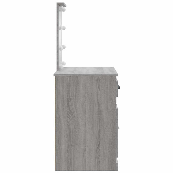 Schminktisch mit LED Grau Sonoma 90x42x132,5 cm