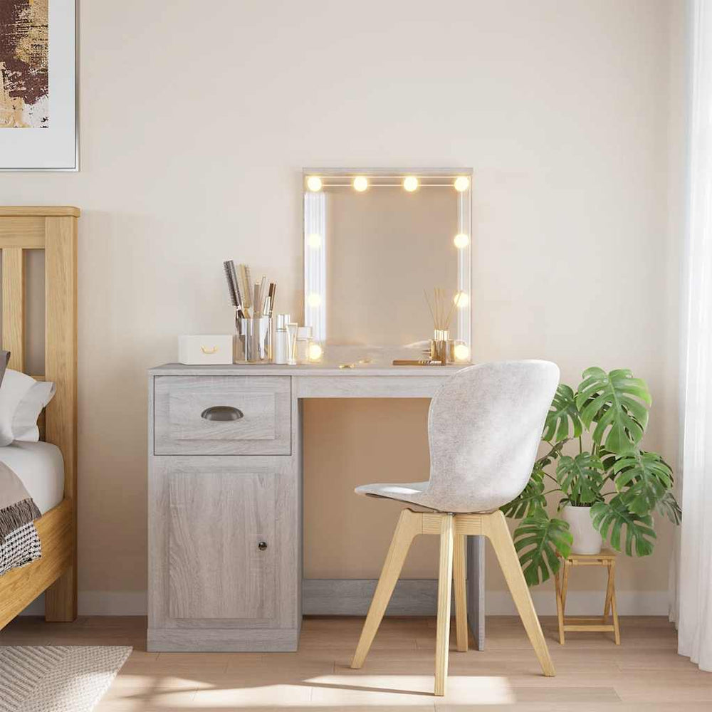 Schminktisch mit LED Grau Sonoma 90x42x132,5 cm