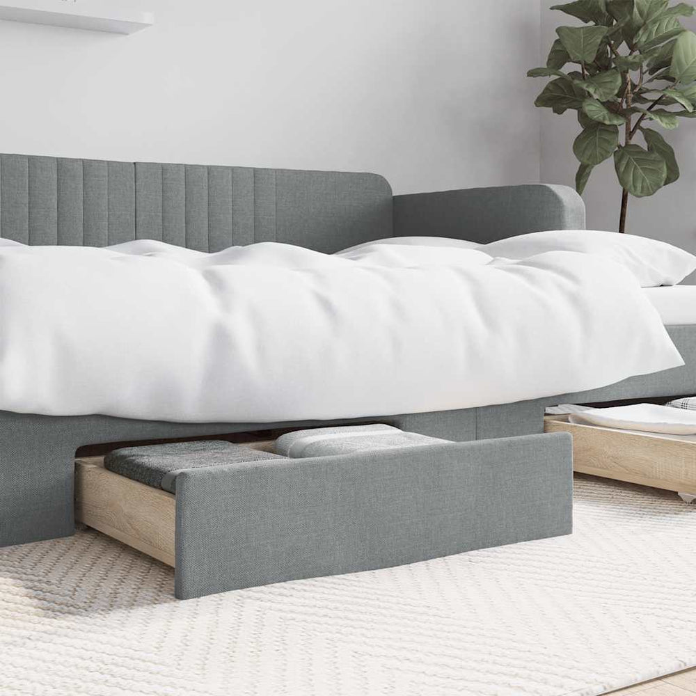 vidaXL Tiroirs de lit 2 pcs Gris clair Bois d'ingénierie et tissu