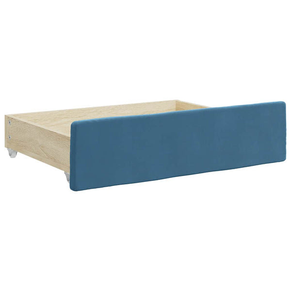 Blaue Bettschubladen mit Samt, 2er-Set