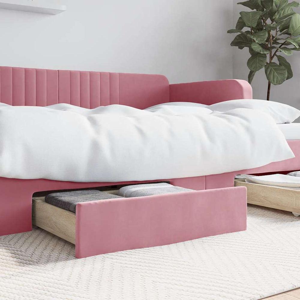 vidaXL Tiroirs de lit 2 pcs Rose en bois d'ingénierie et velours