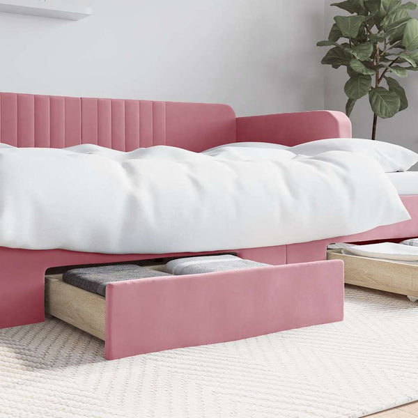 Bettschubladen Rosa Samt, 2er-Set