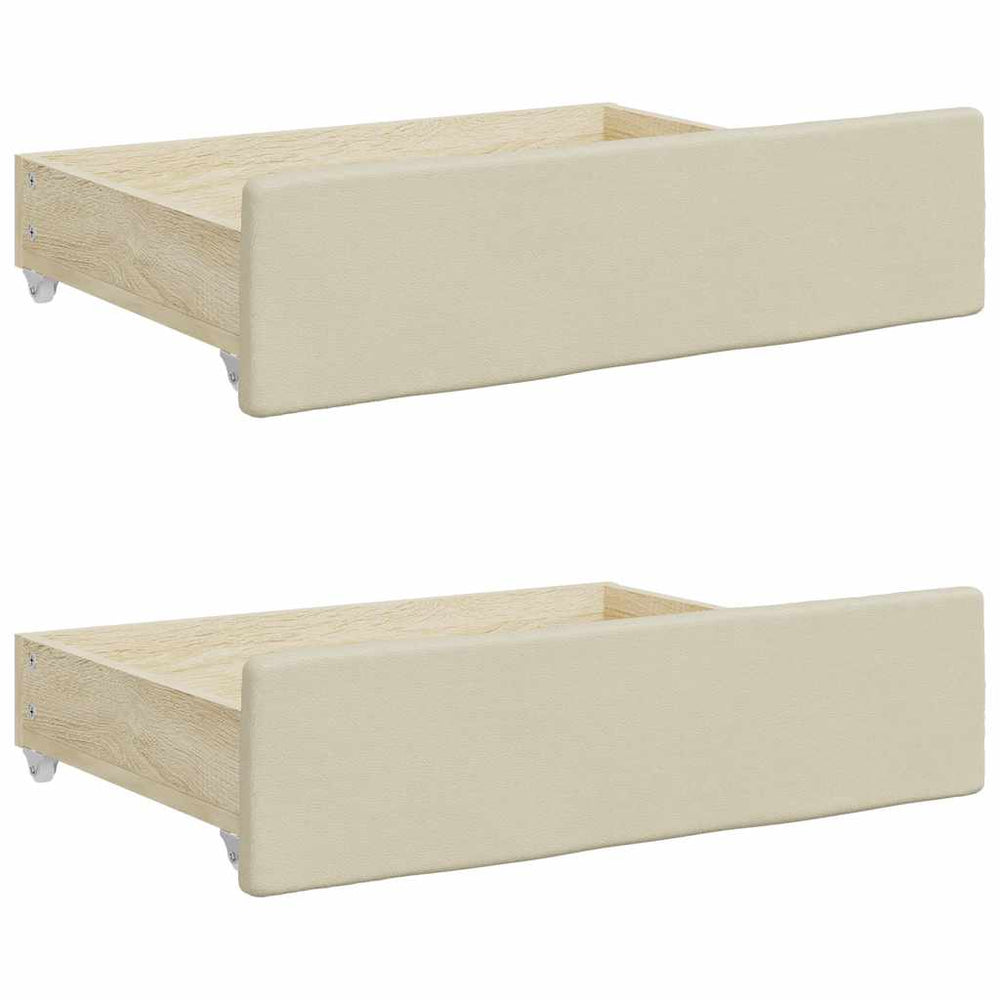 vidaXL Tiroirs de lit 2 pcs Crème Bois d'ingénierie et similicuir