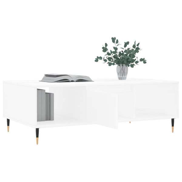 Weißer Couchtisch mit Stauraum, 104 cm