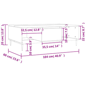 Weißer Couchtisch mit Stauraum, 104 cm