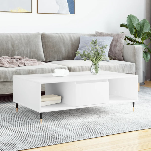 Weißer Couchtisch mit Stauraum, 104 cm