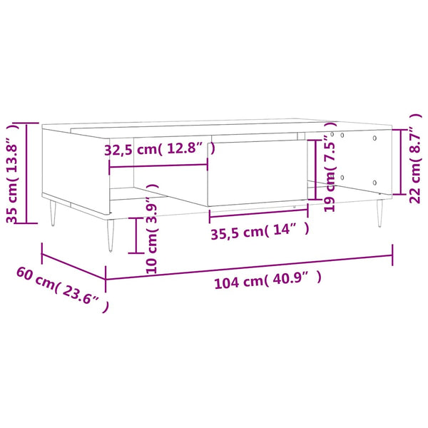 Betongrauer Couchtisch 104x60 cm